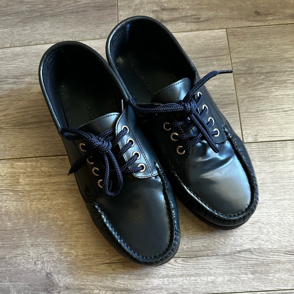 SOLD Caron Callahan Navy Baxter Boat Shoes